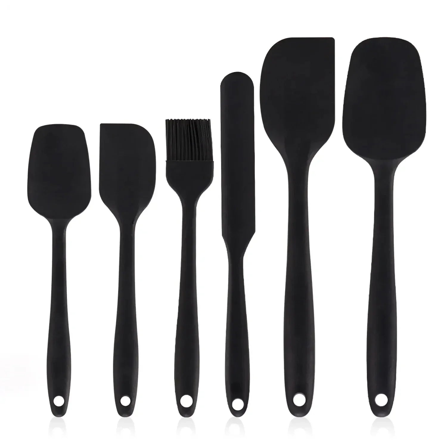 Black Black 5Pcs Silicone Set Spatula for cooking and baking
