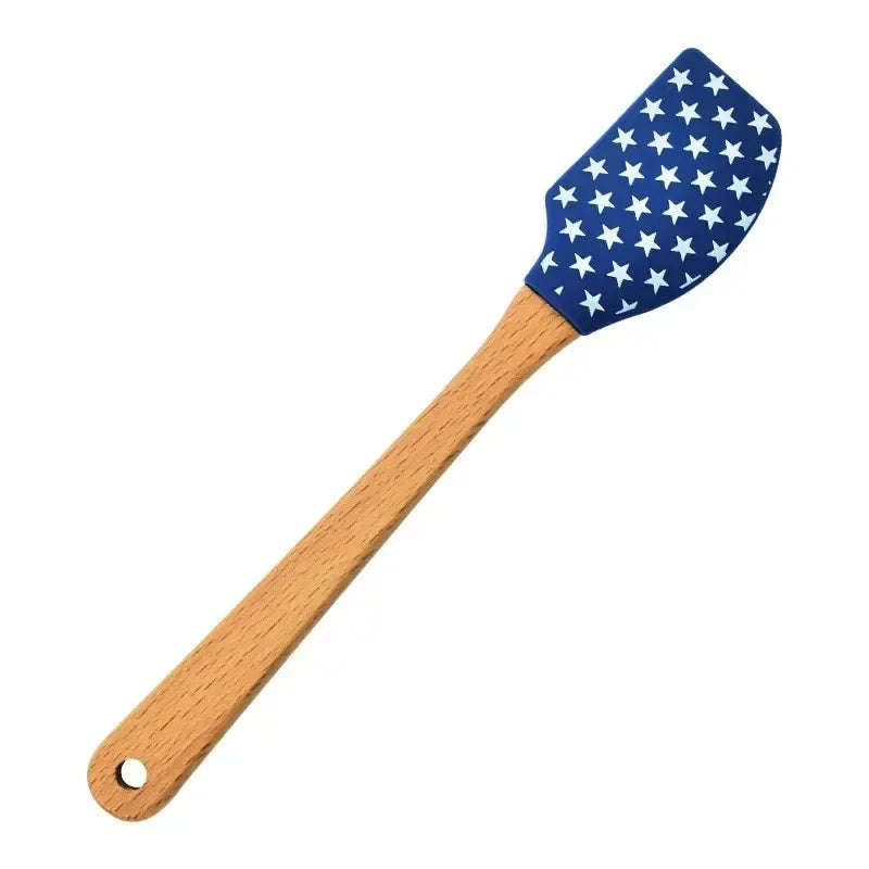 Blue Silicone With Wood Handle Chef Spatulas