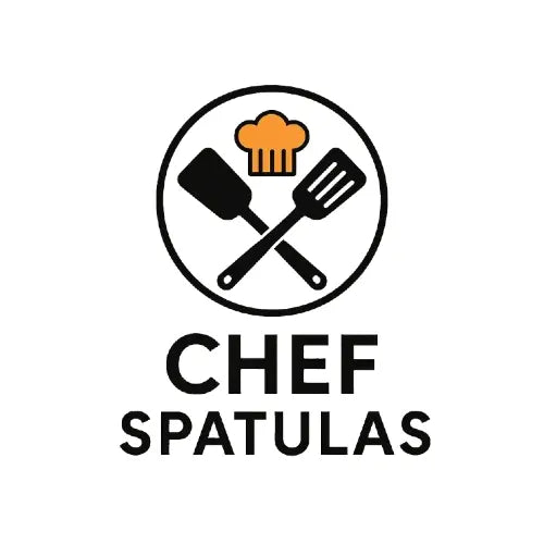 Logo for 'Chef Spatulas' with crossed spatulas and a chef's hat on a white background.
