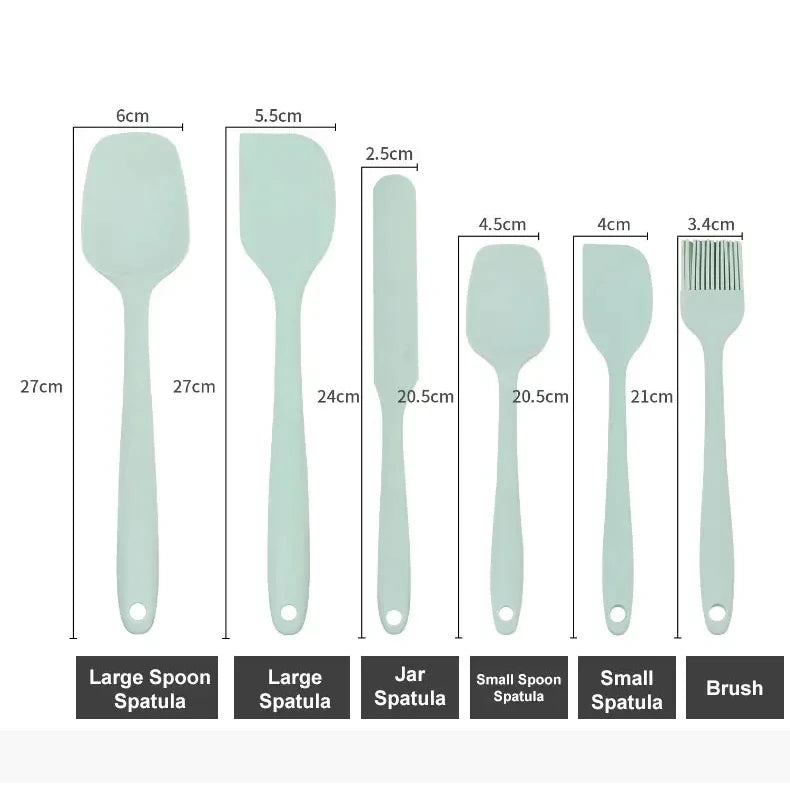Set of kitchen utensils with measurements on a white background