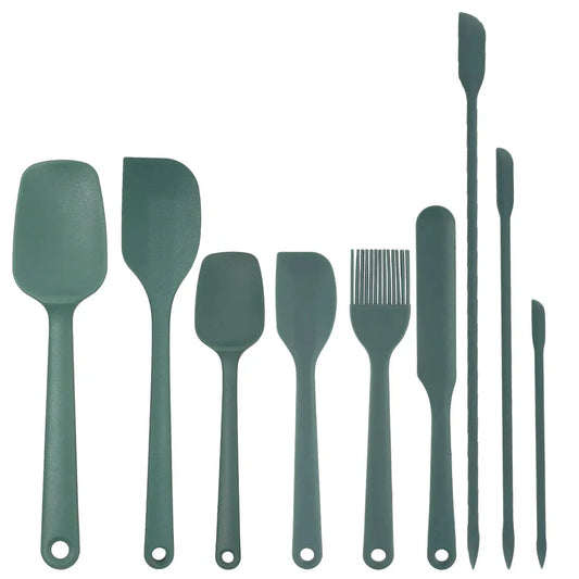 Chef Spatulas Green Set Of Six Green Utensils White Surface Spatula