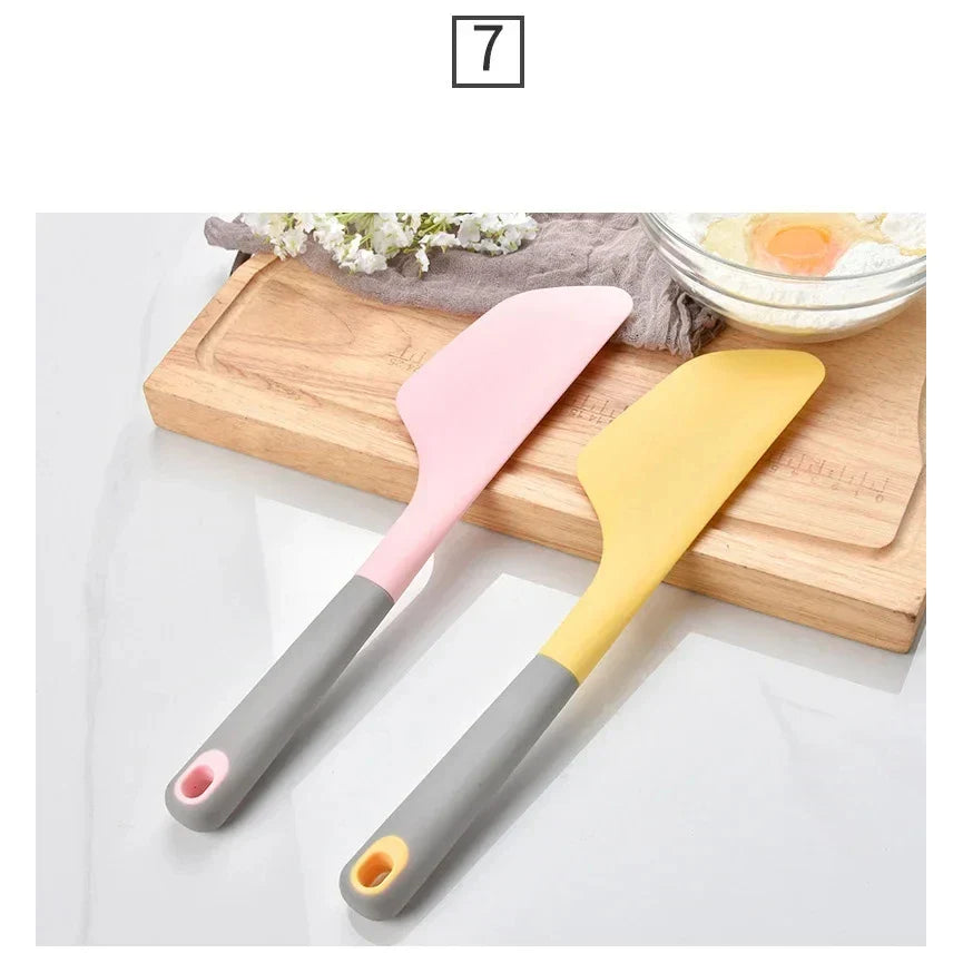 Chef Spatulas Orange Two Spatulas Yellow Pink Handles Spatula