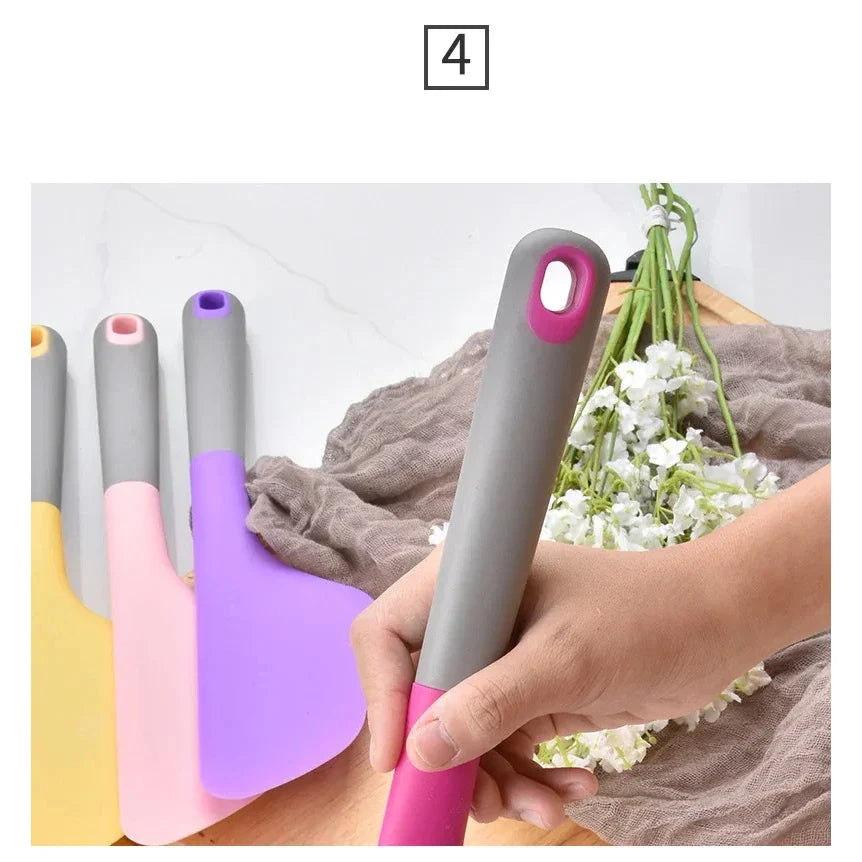 Chef Spatulas Pink Person Holding Pink Purple Spatula