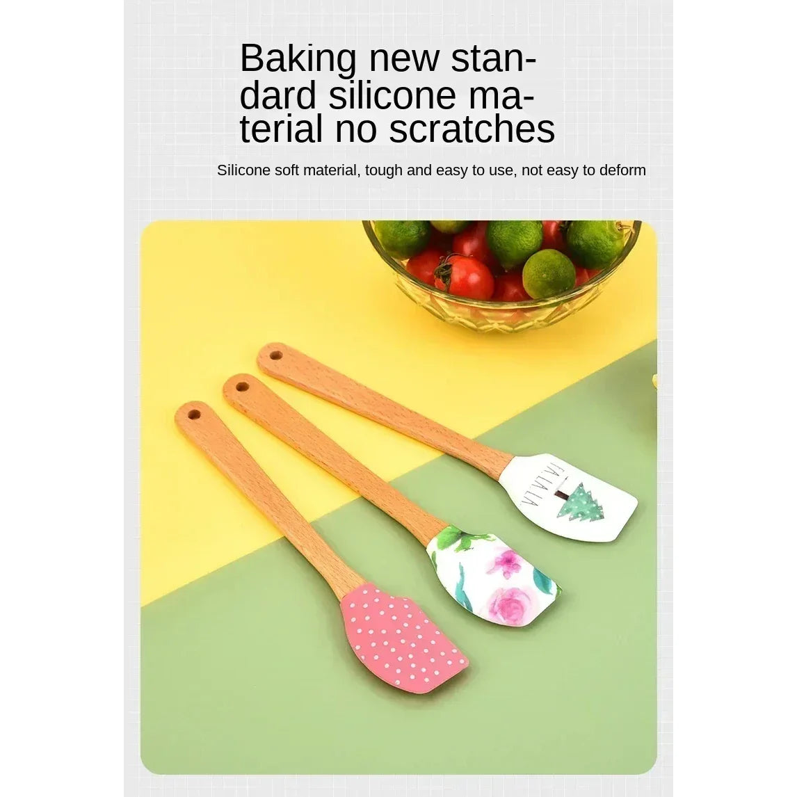 Red Silicone With Wood Handle Chef Spatulas