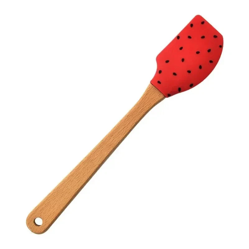 Red watermelon Silicone With Wood Handle Chef Spatulas
