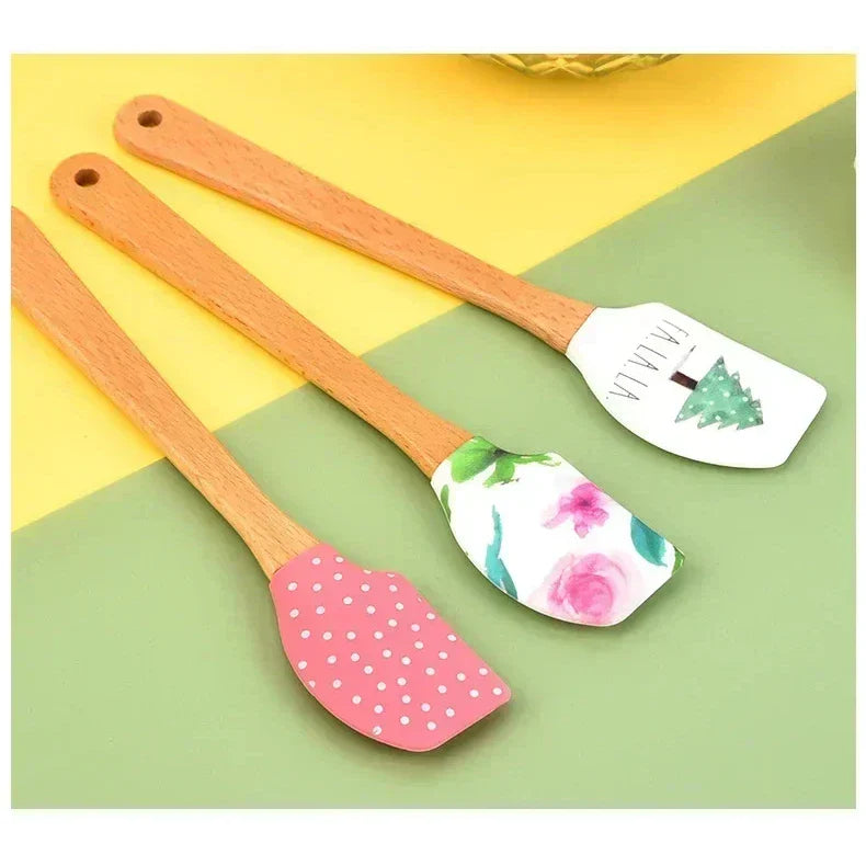 Yellow Silicone With Wood Handle Chef Spatulas