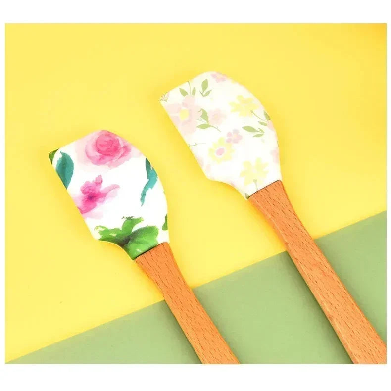 Yellow Silicone With Wood Handle Chef Spatulas