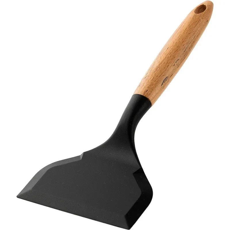 Black Silicone Spatula wooden handle chef spatulas