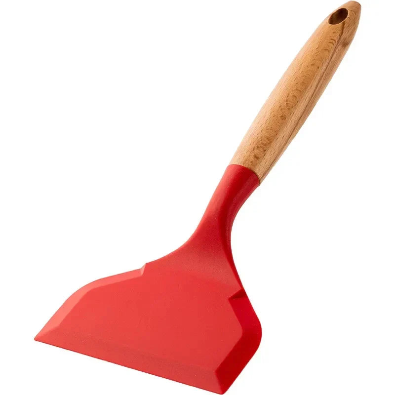 Red Silicone Spatula wooden handle chef spatulas