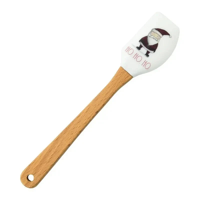 santa claus Silicone With Wood Handle Chef Spatulas