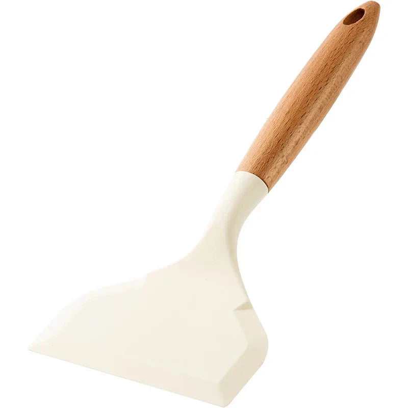 White Silicone Spatula wooden handle chef spatulas